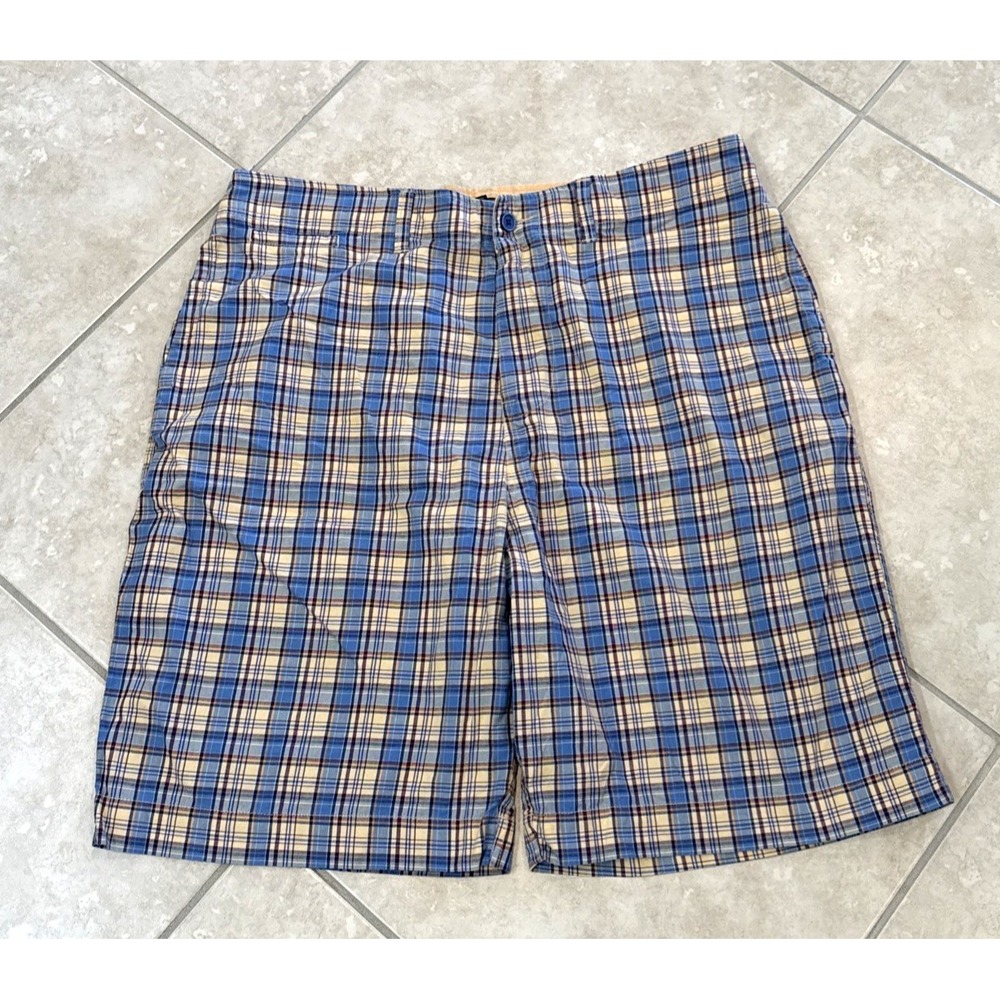 Steve & Barry's Bermuda Shorts Mens Size 38‎ Blue Plaid Casual Cruise Travel 12"